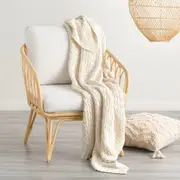 Renee Taylor Lenni 100% Cotton Knitted Throw 130 x 170 Cms Vapour