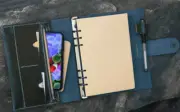 A5 loose leaf Writing note Notebook Retro Diary Notepad cow leather blue Q402