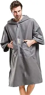 SHTFFW Microfiber Surf Poncho Beach Wetsuit Changing Towel Bath Robe Poncho with Hood Quick Dry One Size Fit All