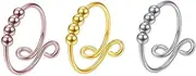 UPKOCH 3 Pcs Adjustable Rotatable Beads Ring for Anxiety Relief Spiral Design Anxiety Relief Rings Stylish Worry Jewelry