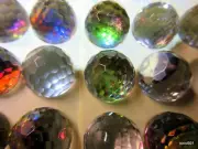 82 John F Allen Crystal Fireball 18mm Heliotrope Vitrail Miniature Paperweights