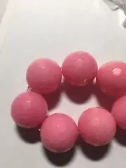 Big Pink Jade Grade A Faceted Gemstone Beads 20mm 5 pc