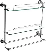Bathroom Shelf Shower Organiser Wall-Mounted Towel Rack Tempered Glass Multi-Layer Punch, 5 Sizes (Color : 3 Tiers, Size : 60cm)