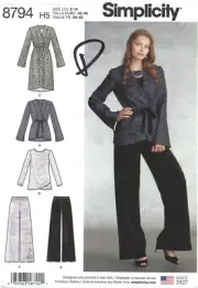 Simplicity 8794 Drawstring Waist Jackets, Top & Wide Leg Pants Sz 6-14 UNCUT