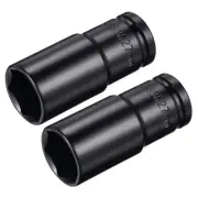 1/2" Drive by 27mm Deep Impact Socket, CR-V 3.15" Length, 6-Point Metric 2 Pcs