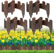Wooden Garden Edging - 4 Pcs 5.9''x 41.3'' Sturdy Pine Landscape Border, Flexible Decorative Fence for Outdoor Yard Lawn Flower Bed Pathway Tree