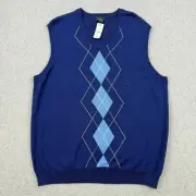 Brooks Brothers Vest Mens XL Blue Argyle Sweater Stretch Supima Cotton Pullover