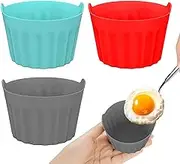 Egg Poaching Cups - Silicone Reusable Cooker, Heat-Resistant Egg Maker, Non-Stick Poacher | 3 Air Fryer Liners, Durable Egg Holder Tool Use Kitchen, Cooking, Breakfast, Meal Prep, Baking