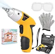 BLIRORA Kids Real Drill Set,DIY Electric Cordless Drill Kids Tool Set with Cut-resistant Gloves and Goggles Power Drill,Perfect Education Toys for 8+ Year Old Boys Girls for Birthday Christmas