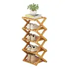 Space-saving Shoe Cabinet Storage Rack Wooden Organizer with Folding Design