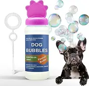 Petopedia Dog Bubbles PEANUT BUTTER and BEEF Safe Blowing Bubbles for Dogs SCENTED OIL Interactive Dog Toys for Boredom Puppy Toys to Large Dogs Toys (120ml, Peanut Butter (Pink))
