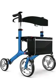 Healconnex Luxury Rollator Walker with Seat, 10" Wheels,Aluminium, Blue MPN:9166