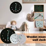 Wall Clock Luminous Wall Clock Wooden Moon Wall Clock Cycle Home Clock
