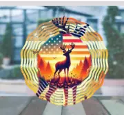 American Flag with deer wind spinners