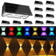 Uspring 12 Pack Solar Fence Lights with Warm/Cool White & 6 RGB Color 9 Modes...