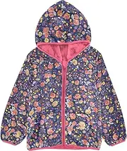 [GuoChe] Girls Sherpa Lined Hoodie Vintage Farmhouse Floral Purple Toddler Boy Outerwear Peach Trendy Baby Girl Clothes