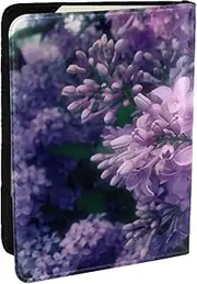[JEJEA] Blooming Purple Flowers Print Travel Organizer Credit Cards Case Passport BookPassport Holder Cover Wallet forTraveling,, Black, One Size