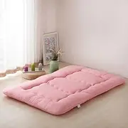 Rustic Floor Mattress Japanese Futon Mattress, Foldable Bed Roll Up Camping Mattress Floor Lounger Bed Couches and Sofas Mattress Topper with Futon Cover (Color : Pink, Size : 90x200cm(35x79inch))