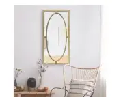 StyleWell Medium Rectangle Gold Antiqued Classic Mirror (30 in. H x 14 in. W)