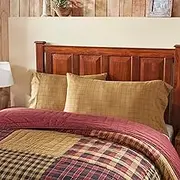 VHC Brands Connell King Pillow Case Set of 2 21x40, Cotton Pillow Case, Country Covers for Pillows, Connell Collection, Rectangle 21x40, Burgundy