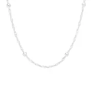 Italian Made Silver Ball Bead 32+7cm Dia-cut Singapore Chain