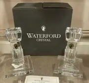 NEW Pair Vintage Waterford Crystal Metropolitan 6-inch Art Deco Candlesticks