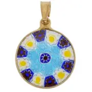 GlassOfVenice Murano Glass Millefiori Pendant in Gold-Plated Frame 3/4"