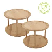 2xBAMBOO Storage Tray Turntable Lazy Susan Kitchen Pantry Organiser Spice Holder