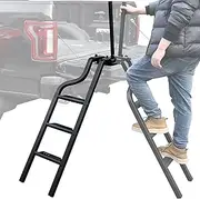 POKIAUTO 45" Aluminum Universal Foldable Rotatable Tailgate Ladder Step with Handrail for Pickup Truck Accessories