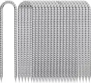 Rebar-Stakes-12-Inch-U-Shaped, Trampoline Stakes High Wind Ground Stakes Heavy Duty Galvanized Anti-Rust Metal Stakes Ground Anchors for Garden Dog Fence Chicken Coop Water Pipe 20pcs