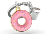 Metalmorphose Miniature 3D Metal Keychain - Donut, Whitehill MTM324-01