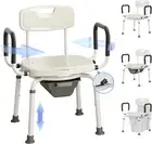 4 in 1 Bedside Commode for Seniors,Portable Toilet for Adults with Arms & Remova