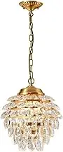 CJLWSLCO American Full Copper Crystal Glass Pinecone Chandeliers Bedroom Living Room Dining Room Study Decorative Hanging Lamp LED SMD Light Source Pendant Light Modern Simple Home Lighting Fixtures