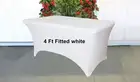 Stretch Polyester Spandex fitted 4 Feet Rectangular Tablecloth Table Cover white