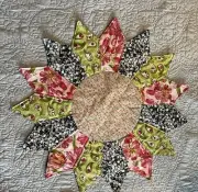 Handmade Quilted Table Runner/Topper ~ 29" ~ Pink, Green, Grey