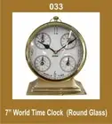 New 7&apos;&apos; World Time Clock Nautical Quartz Round Glass Brass Body