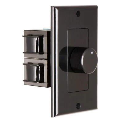 In Wall Speaker Volume Control 300W Rotary Knob Impedance Matching, Black/Brown