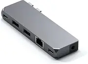 Satechi Type-C Pro Hub Mini Adapter – USB4, USB-A Data, USB-C Data, GbE and Audio Jack – Compatible with 2022 MacBook Pro/Air M2, 2021 MacBook Pro M1 Pro & Max, 2020 MacBook Air/Pro M1 (Space Gray)