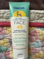Coppertone Oil Free & Shine Control Face, SPF 45 Sunscreen Lotion, 2.5oz 03/25