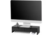 Black Monitor Stand Desk Organizer with 2 Drawers