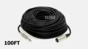 100FT XLR 3-Pin Male to 6.35mm 1/4" Mono Male Mic Microphone Sound Audio Cable
