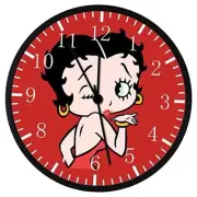 Large Black Frame Betty Wall Clock 12 Inches Non-Ticking Silent Battery