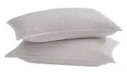 Donna Karan Standard Queen Quilted Pillow Shams Platinum Gray Velvet Set 2