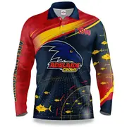 AFL Long Sleeve Fishfinder Fishing Polo Tee Shirt - Adelaide Crows - Adult