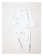 [Sprout] Newborn Baby Elephant Footed Coverall in White