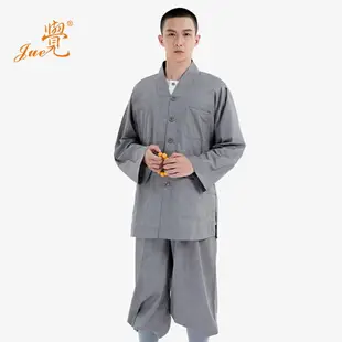 僧服/禪修服/和尚服/居士服 覺牌僧服絲光棉短褂春秋夏季薄款小褂套裝男女和尚比丘尼僧衣灰色【CM15051】