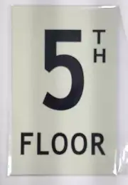 Floor number Five (5) Sign HEAVY DUTY / GLOW IN THE DARK "FLOOR NUM..-REF24-1027
