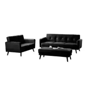 Esben 6-Seater Velvet Sofa Bed Set w/ Ottoman Black