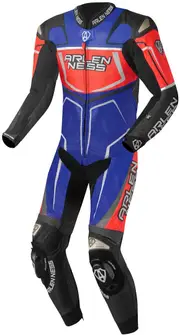 Arlen Ness Alcarras Race One Piece Kangaroo Motorcycle Leather Suit, black-red-blue, Size 56 for Men Black Red Blue