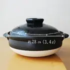 Manju-yaki earthenware pot, size 9, black glazed with linear patter From Japan